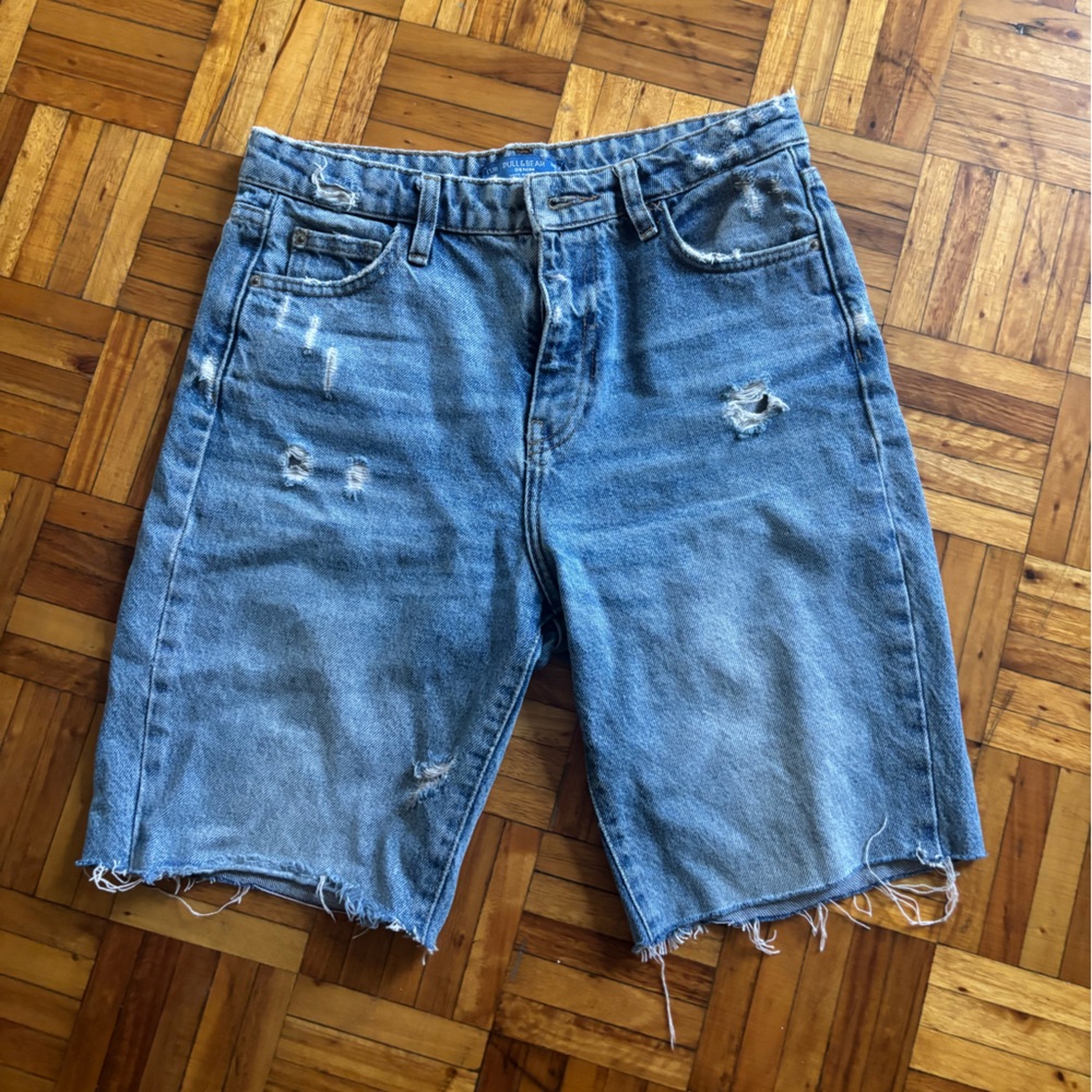 Distressed Blue Denim Shorts